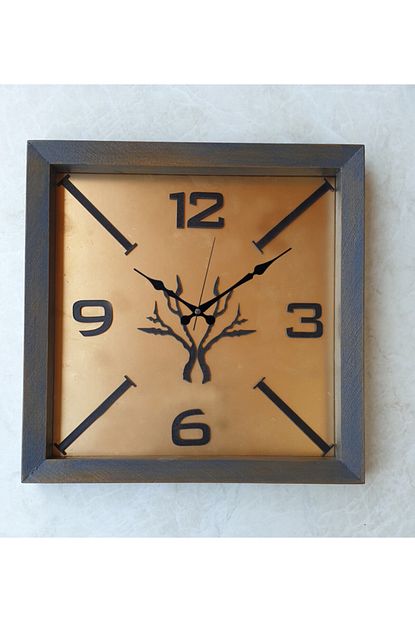 Markakanvas Ahsap Kare Gold Altin Duvar Masa Saati 30x30 Cm Trendyol