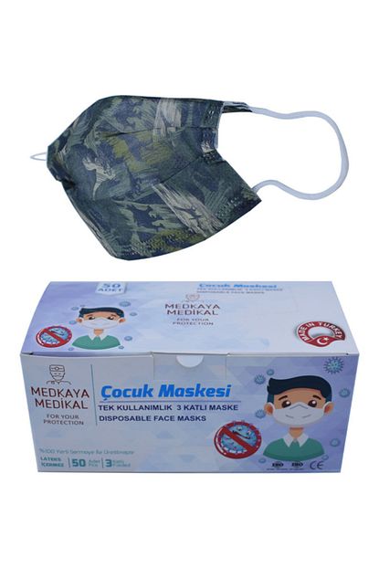 Hedicaret Erkek Cocuk 50 Adet Ultrasonik Uc Katli Baskili Tek Kullanimlik Medikal Maske Trendyol