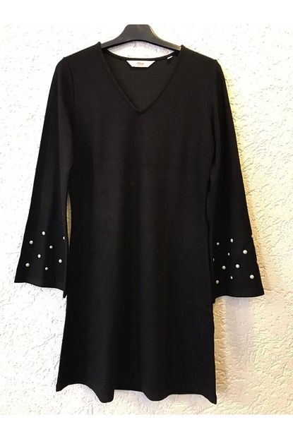 Sedka Butik Kadin S Oliver Siyah Likrali Celik Interlok Elbise Yumusak Dokulu Trendyol