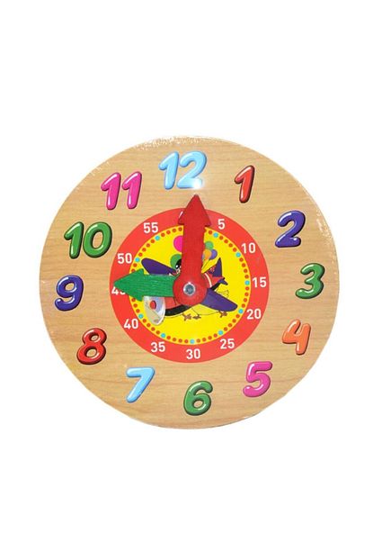 Play Wood Ahsap Saat Cocuk Odasi Icin Renkli Ahsap Oyuncak Duvar Saati Trendyol