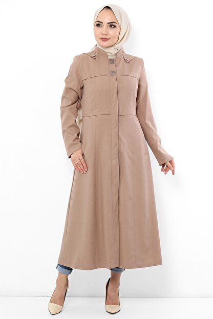 Tesettur Dunyasi Kapsonlu Buyuk Beden Pardesu Tsd4546 Vizon Fiyati Yorumlari Trendyol