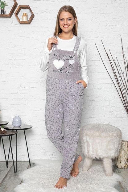 Pijamaevi Beautiful Desenli Kadin Polar Pelus Tulum Pijama Takimi Trendyol