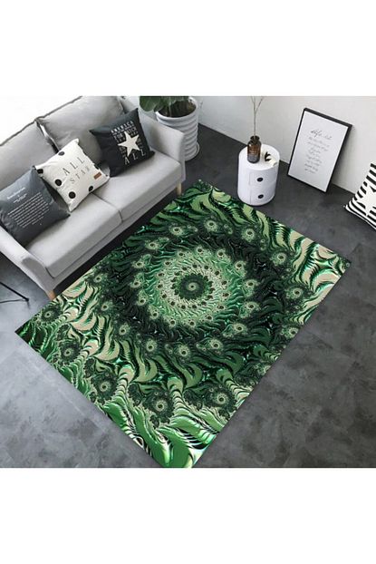 Classy Yesil Beyaz 3d Fraktal Desenli 3 Boyutlu Hali 11mm Trendyol