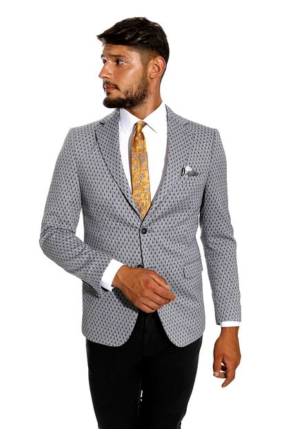 Globay Erkek Gri Slim Fit Ceket Trendyol