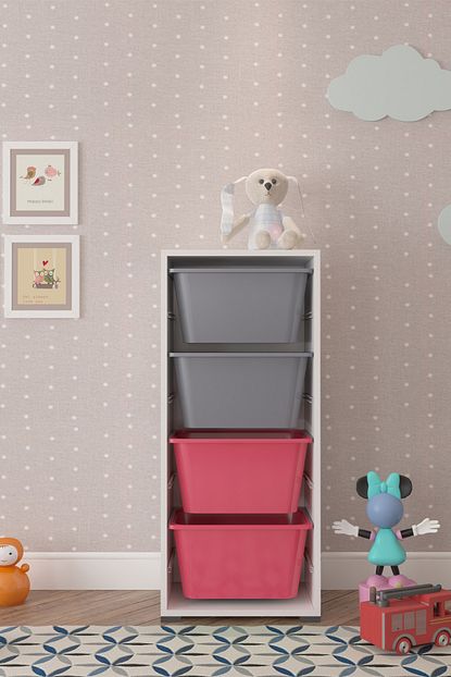 Pratico 4 Derin Sepetli Pembe Gri Cok Amacli Oyuncak Dolabi Pra4d Trendyol