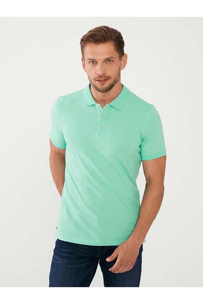 Mcl Erkek Yesil Polo Yaka Pamuklu Slim Fit Buyuk Beden Tisort Trendyol