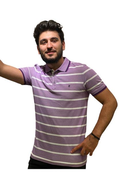 Pierre Cardin Erkek Lila Beyaz Cizgili Polo Yaka T Shirt Trendyol