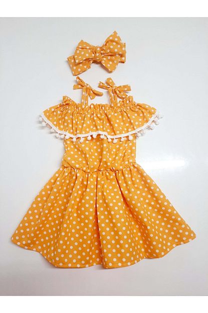 Moda Kiz Bebek Sari Puantiyeli Elbise Trendyol
