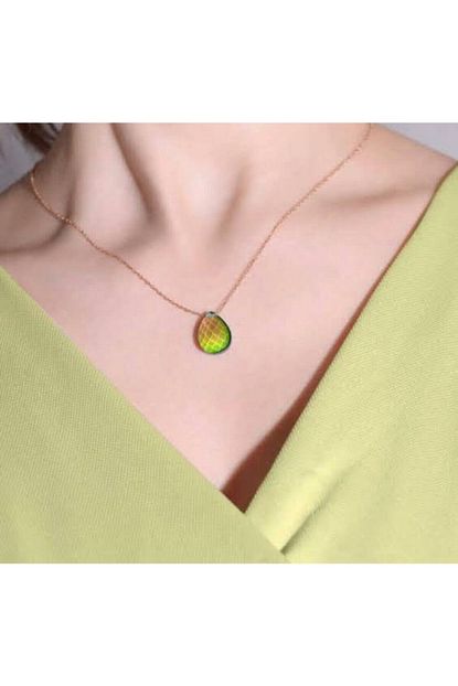Lotus Gumus Renk Degistiren His Tasi 925 Ayar Gumus Kadin Kolye Trendyol
