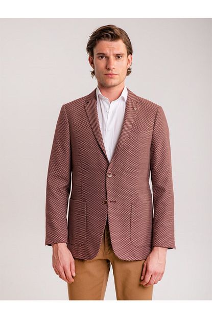 Dufy Bordo Jakar Viskon Karisimli Erkek Ceket Slim Fit Trendyol