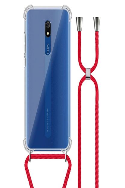 Teffe Xiaomi Redmi 8a Seffaf Kirmizi Boyun Askili Siyah Kilif Trendyol