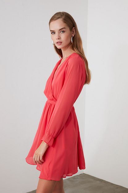 Trendyolmilla Kirmizi Kusakli Elbise Twoaw20el0789 Trendyol