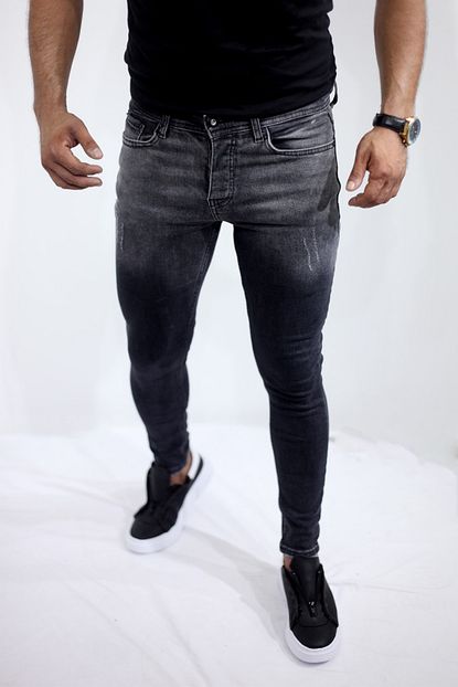Oscar Fashion Erkek Gri Fit Likrali Dar Paca Kot Pantolon Trendyol
