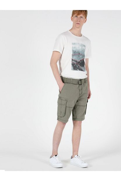 Colin S Regular Fit Yuksek Bel Acik Haki Erkek Sort Trendyol