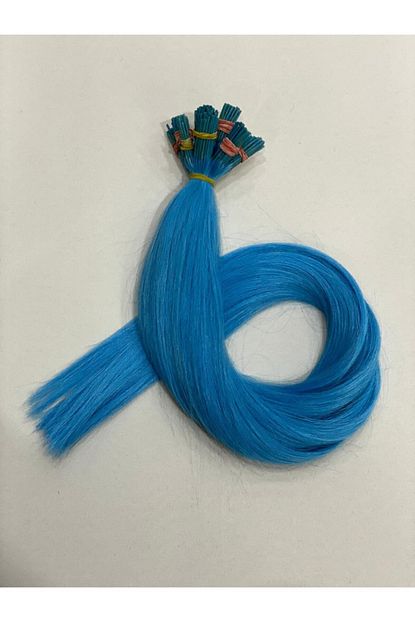 Ahsen Peruk Gercek Sac Turkuaz Mavi Renk Boncuk Kaynak Trendyol