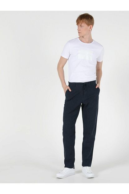 Colin S Regular Fit Duz Paca Yuksek Bel Lacivert Erkek Pantolon Trendyol