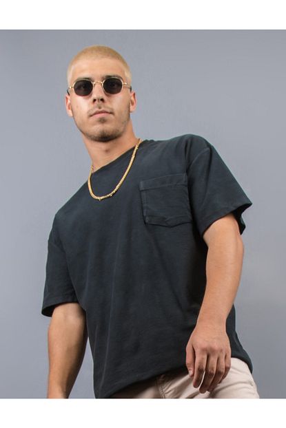Acidkuki Erkek Koyu Gri Zara Cepli Basic Tisort Trendyol