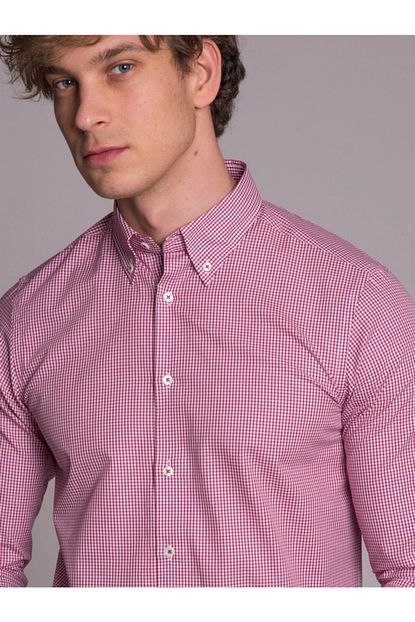 Dufy Kirmizi Potikare Sik Dokuma Erkek Gomlek Slim Fit Trendyol