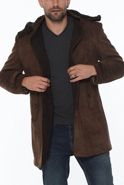 Dewberry Plt8399 Suet Gorunumlu Erkek Palto Camel Trendyol