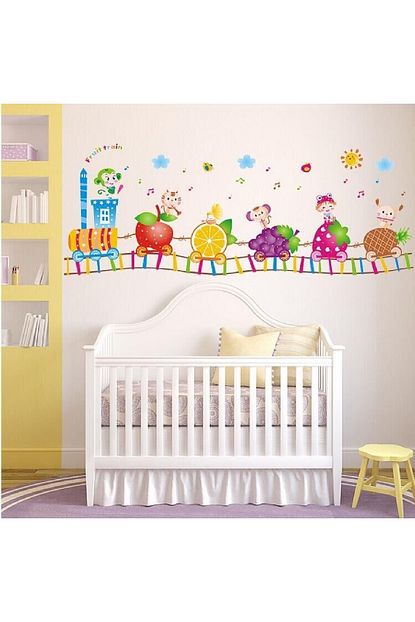 Crystal Kids Meyveli Tren Cocuk Ve Bebek Odasi Duvar Sticker Cocuk Odasi Dekorasyonu Duvar Susu Trendyol