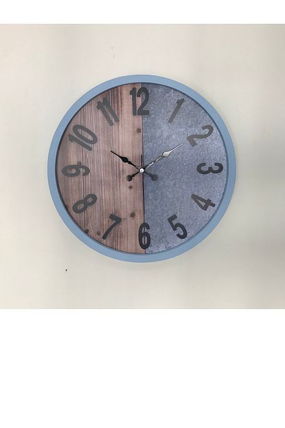 Platin Saat 36 Cm Ahsap Mavi Cift Renk Duvar Saati Trendyol