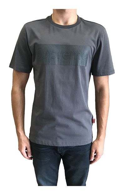 Supreme Erkek Grip Logo Kabartmali Gri T Shirt Trendyol