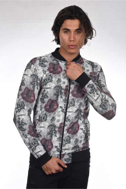Guest Men Erkek Siyah Fermuarli Digital Baski Sweatshirt Trendyol