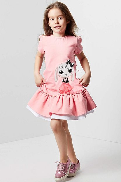 Denokids Kiz Cocuk Firfirli Tavsan Elbise Trendyol