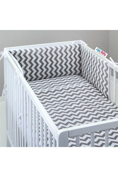 Jaju Baby Gri Zikzakli Bebek Uyku Seti Besik Kenar Koruma 60x120 Trendyol