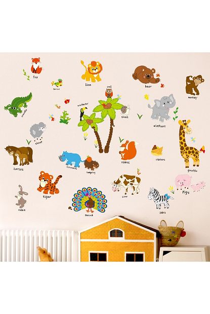 Crystal Kids Hayvanlar Ve Ingilizce Isimleri Bebek Ve Cocuk Odasi Dekorasyonu Duvar Sticker Trendyol