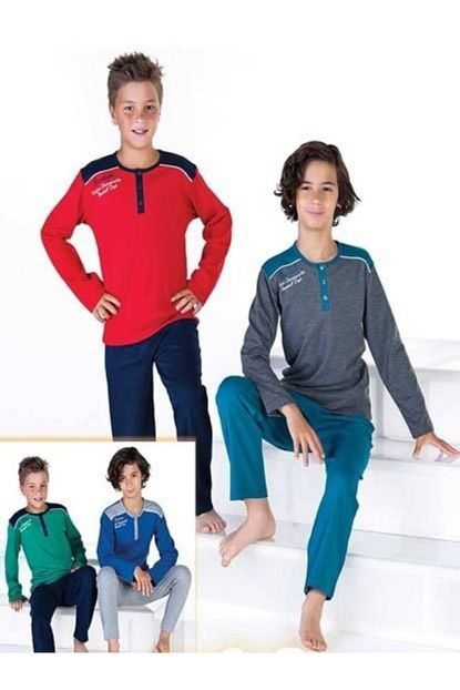 Elsima Erkek Cocuk Kirmizi Garson Boy Mevsimlik Pijama Takimi Trendyol