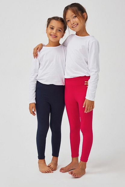 Penti Kirmizi Lacivert Kiz Cocuk Basic Tayt 2 Li Set Trendyol