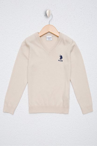 U S Polo Assn Beyaz Kiz Cocuk Kazak Trendyol
