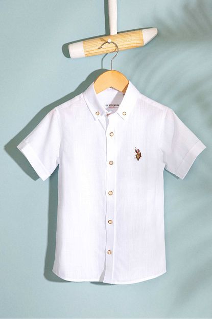 U S Polo Assn Beyaz Erkek Cocuk Gomlek Trendyol