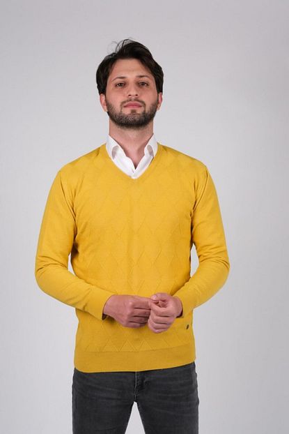 Cizgi Triko Erkek V Yaka Triko Kazak Trendyol