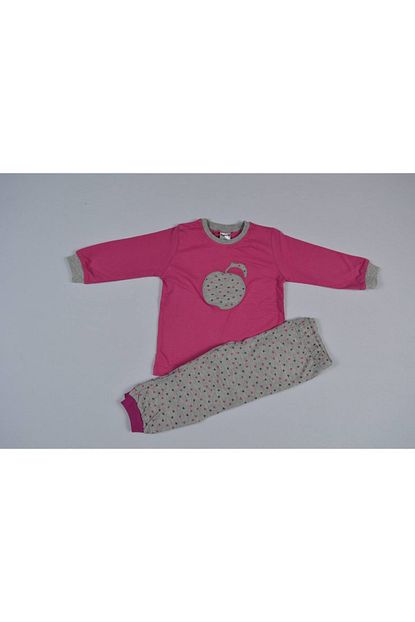 Bucuruk Kiz Cocuk Pembe Elma Desenli Pijama Takimi Trendyol