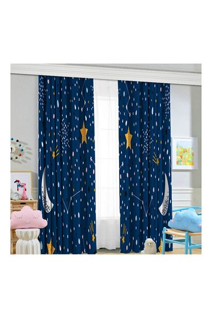 Jungle Lacivert Uzayli 140x260 Cocuk Odasi Fon Perde Trendyol