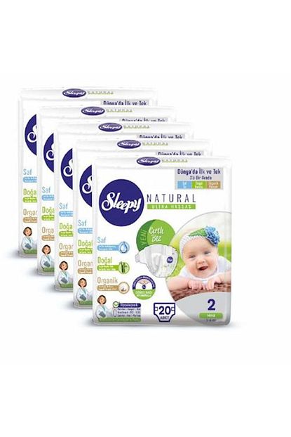 Sleepy Naturel Yenidogan Bebek Bezi 2 Beden Numara 3 6 Kg 20 Li 5 Paket 100 Adet Trendyol