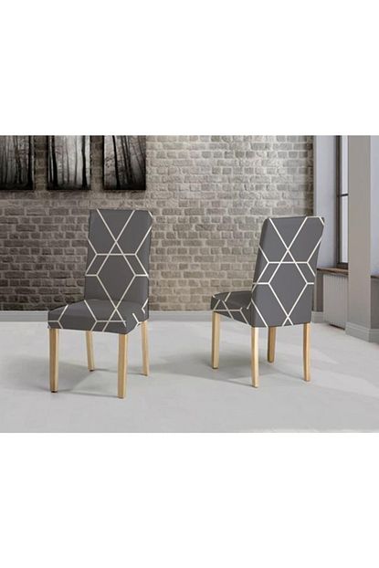 Avral Home Desenli Sandalye Kilifi 6 Adet Likrali Lastikli Kumas Trendyol