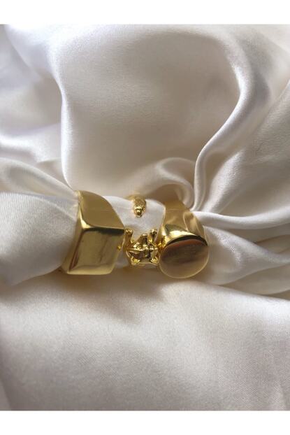 Harmonia Jewelry Altin Kaplama Gold Ayarlanabilir Yuzuk Seti Trendyol