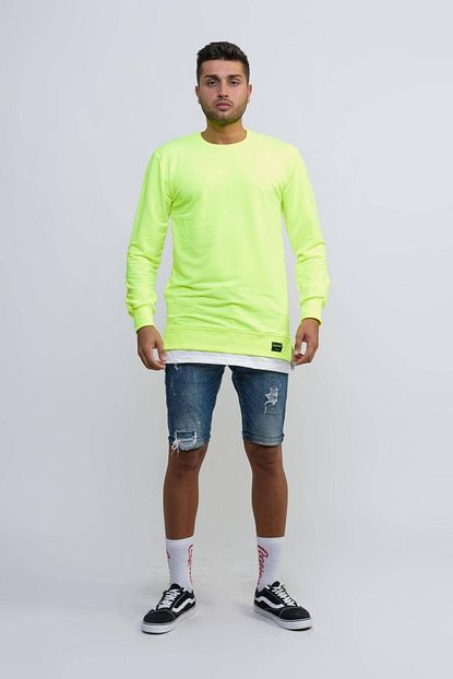 Machinist Erkek Neon Sari Sweatshirt Trendyol