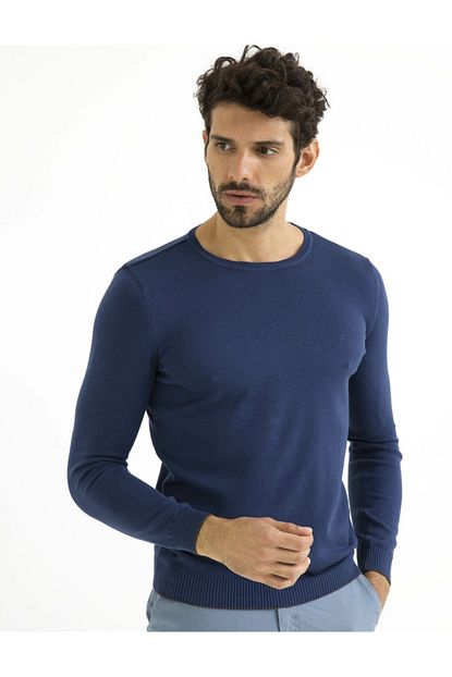 Pierre Cardin Erkek Mavi Triko Kazak Trendyol
