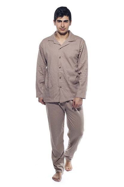 Aysun Tekstil Erkek Kislik Genis Kesim Ceket Yaka Onden Dugmeli Pijama Trendyol