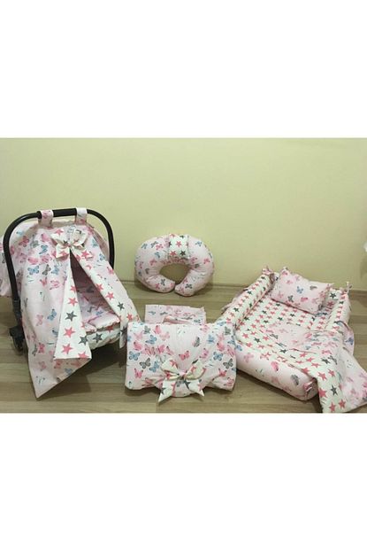 Balamira Pembe Kelebekli 9 Parca Babynest Seti Trendyol