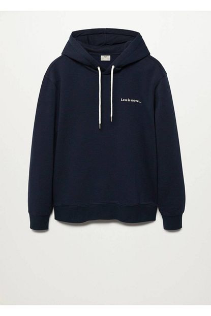 Mango Man Erkek Lacivert Yazili Penye Sweatshirt Trendyol