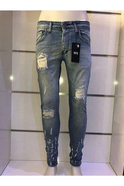 Mex Erkek Mavi Yirtik Kot Pantolon Trendyol