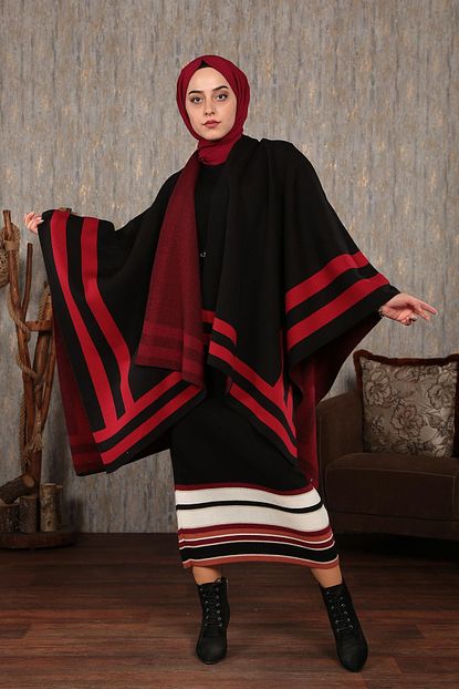Moda Gulay Kadin Siyah Kirmizi Triko Panco Trendyol