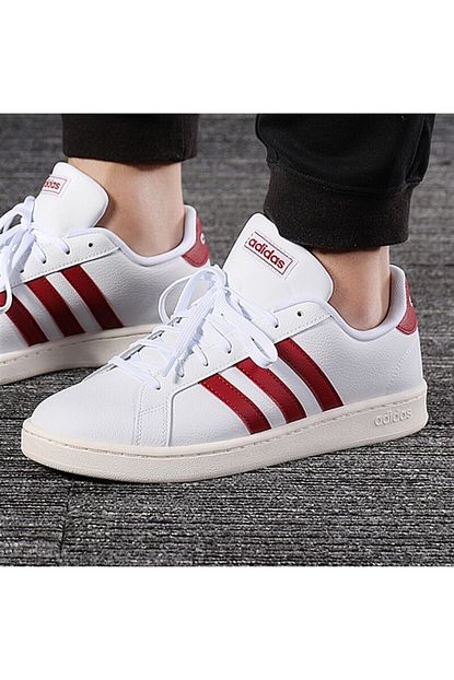Adidas Erkek Grand Court Beyaz Kirmizi Spor Ayakkabi Ee7887 Trendyol
