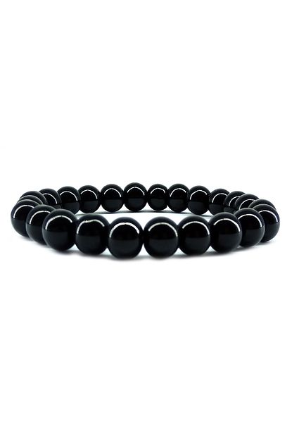 Madame Kuub Elastik Kordon 8 Mm Parlak Siyah Boncuk Kadin Erkek Bileklik Trendyol