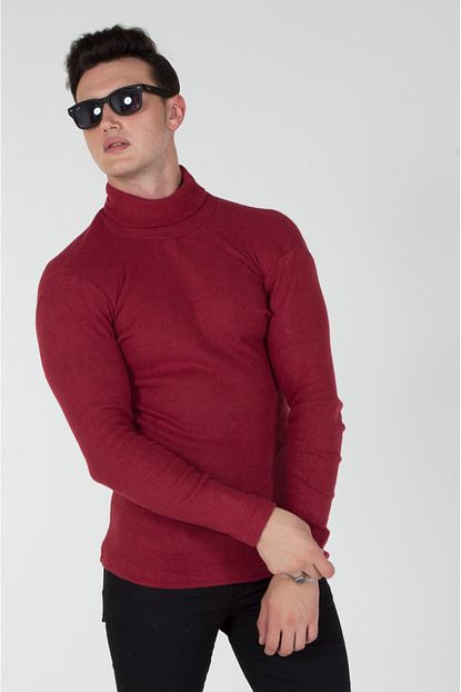 Vip Lokal Erkek Bordo Balikci Yaka Bogazli Triko Kazak Trendyol